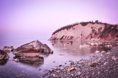 Scenic view of sea against clear sky