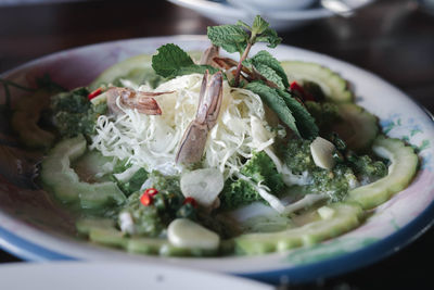 Close-up of meal served in plate