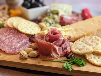 Close-up of food on cutting board