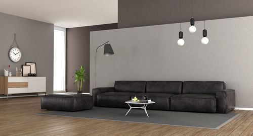 Sofa on hardwood floor in modern living room