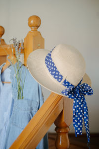 Close-up of hat on table at home