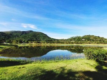 Scenic view of lake against sky