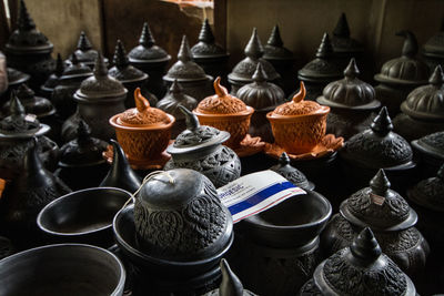 High angle view of spices on table