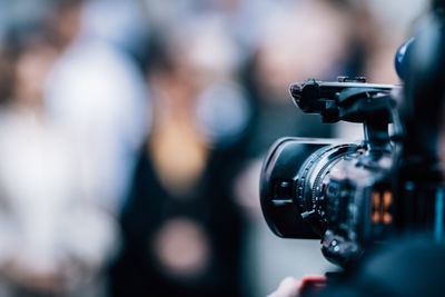 Tv camera recording political rally