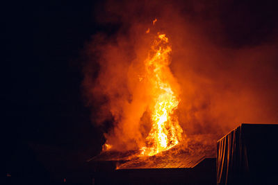 Close-up of bonfire at night