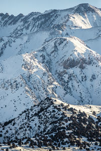 Aerial view of snow covered mountains