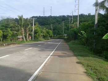 Empty road along trees