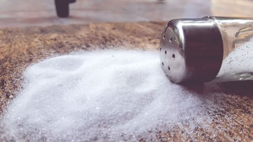 Close-up of ice cream on table