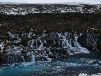 Scenic view of waterfall