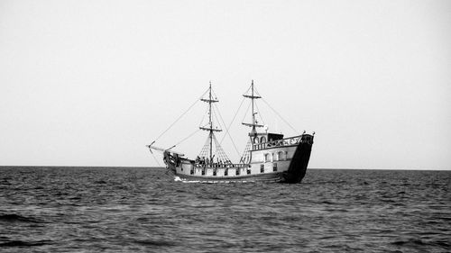 Boat sailing in sea