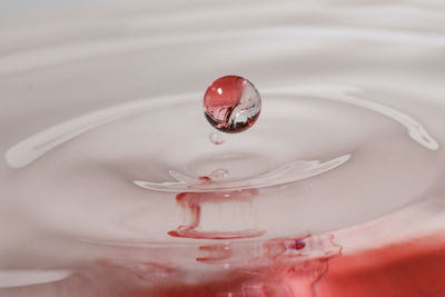 Close-up of drop falling in water