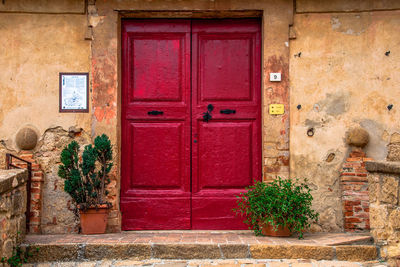 Closed door of house