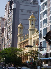 Low angle view of buildings in city