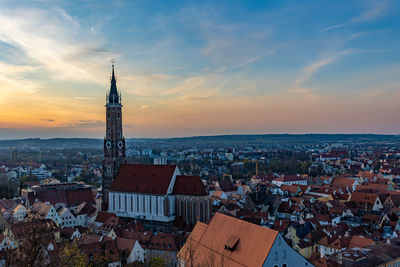 High angle view of cityscape against sky