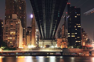 Illuminated cityscape at night