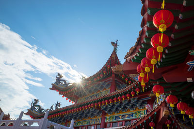  traditional chinese lanterns display during chinese new year festival at thean hou temple