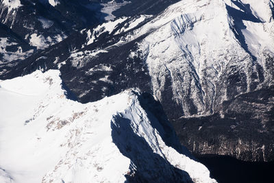 Scenic view of snowcapped mountains during winter