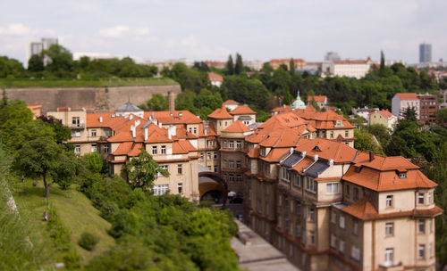 High angle shot of townscape