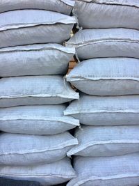 Full frame shot of stack of sacks