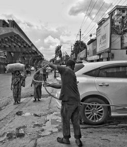 People on road