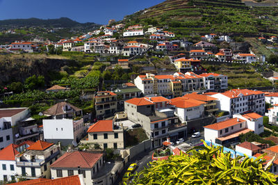 High angle view of residential district