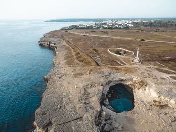 High angle view of beach against sky