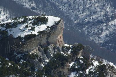 Scenic view of snow covered mountains