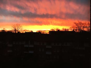 Built structure against sunset sky