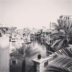 View of swimming pool with buildings in background