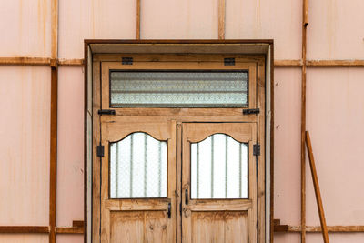 Close-up of window of building