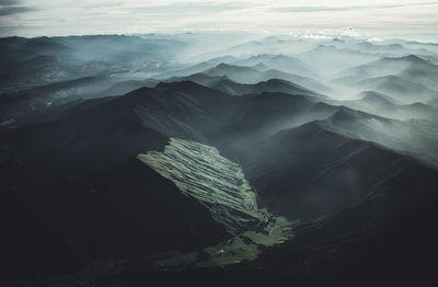 New zealand south island mountains seen out window of a small plane