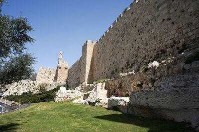 Old ruin building against clear sky