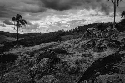 Scenic view of land against sky