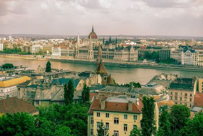 Hungarian parliament and the danube from buda hill