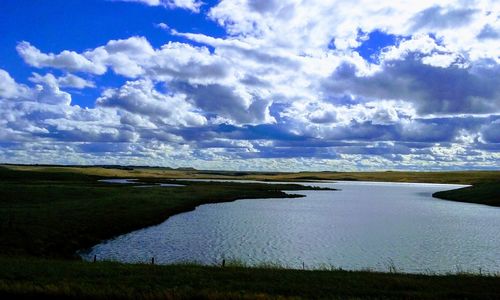 Scenic view of lake against sky