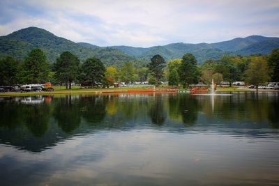 Scenic view of lake against sky