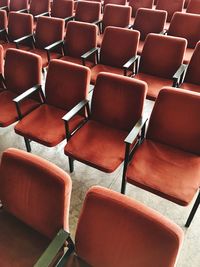 Full frame shot of empty chairs at stage theater