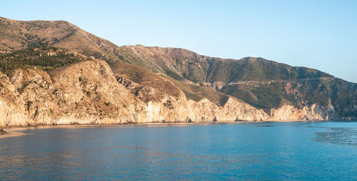 Scenic view of sea against clear sky