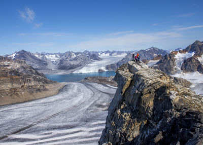 Greenland, kulusuk, mountaineers in the schweizerland alps