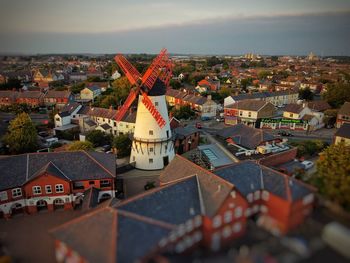High angle view of townscape against sky