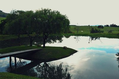 Scenic view of river against clear sky