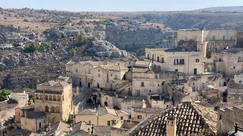 High angle view of buildings in city