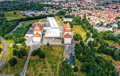 High angle view of buildings in city. mühlenwerke in wurzen. saxony 