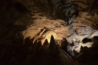 Low angle view of rock formation in cave