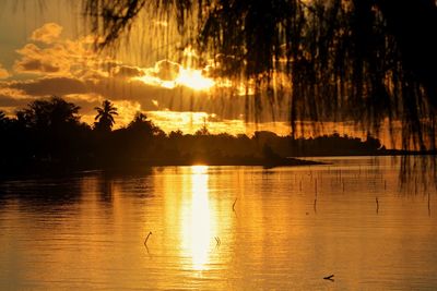 View of lake at sunset