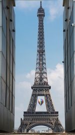 Low angle view of eiffel tower against sky