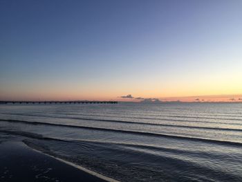 Scenic view of sea at sunset