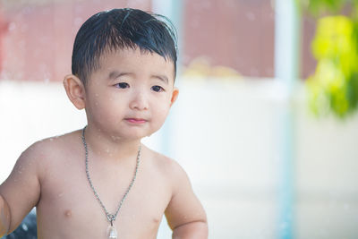 Portrait of shirtless boy