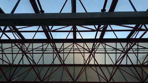 Low angle view of skylight in railroad station