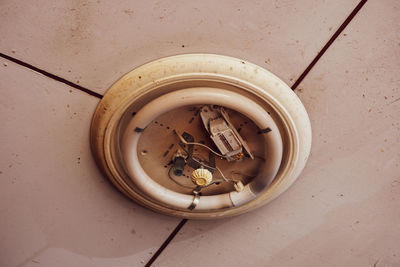 High angle view of cigarette on table